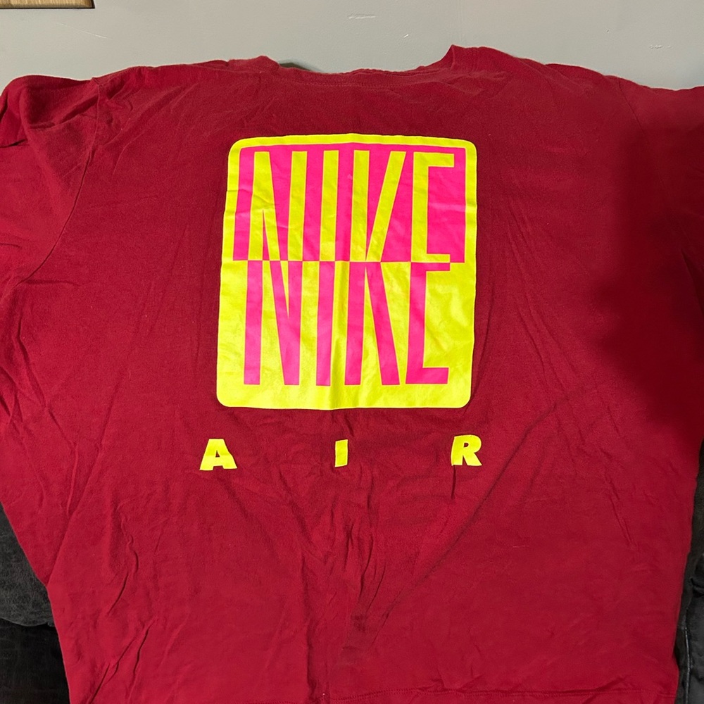 Nike Large The Nike Tee Red Maroon Lime Green Pink 90’s Look Vibe